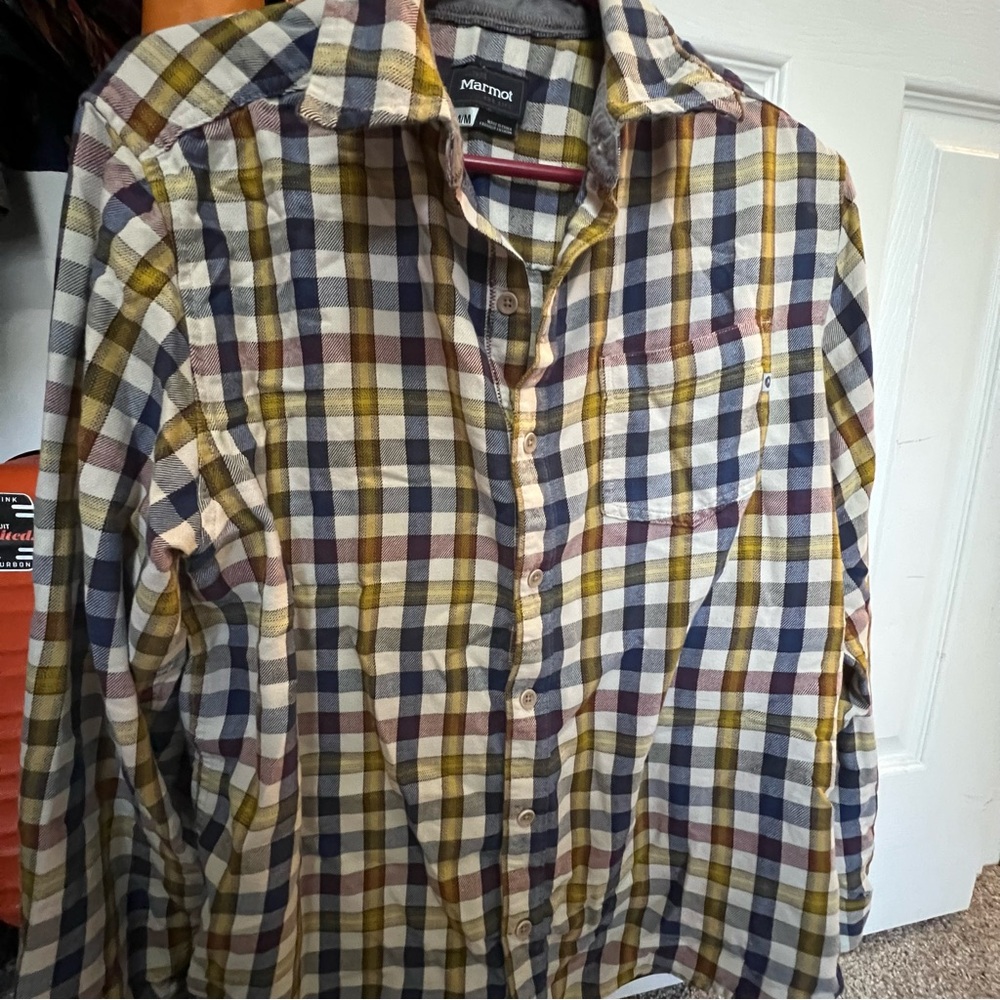 Marmot Yellow and Blue Plaid Shirt